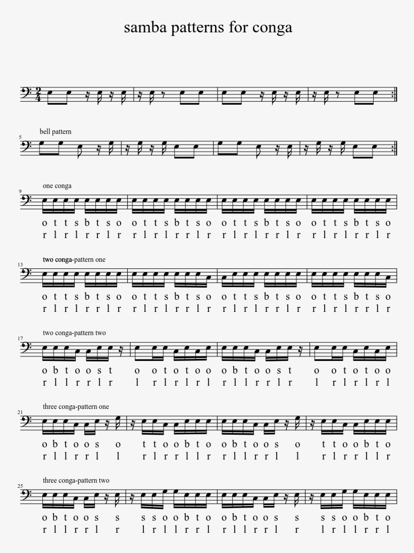 Samba Patterns For Conga Sheet Music 1 Of 3 Pages - Bluecoats 2016 ...
