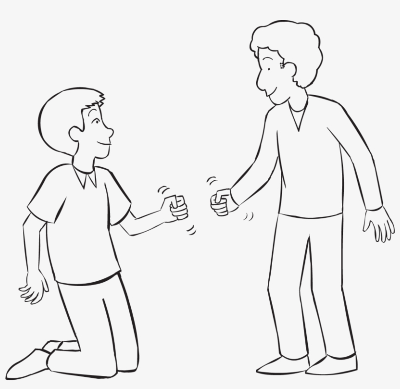 Back Two People Playing Rock Paper Scissors Five Lives - Drawing, transparent png #1113614