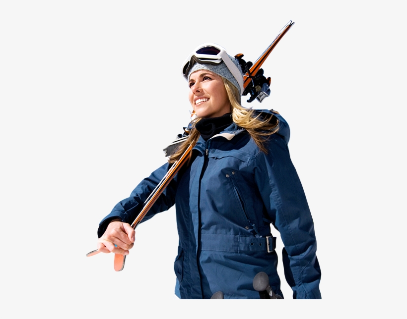 Woman Skier Holding Her Skis - People With Ski Png, transparent png #1114789