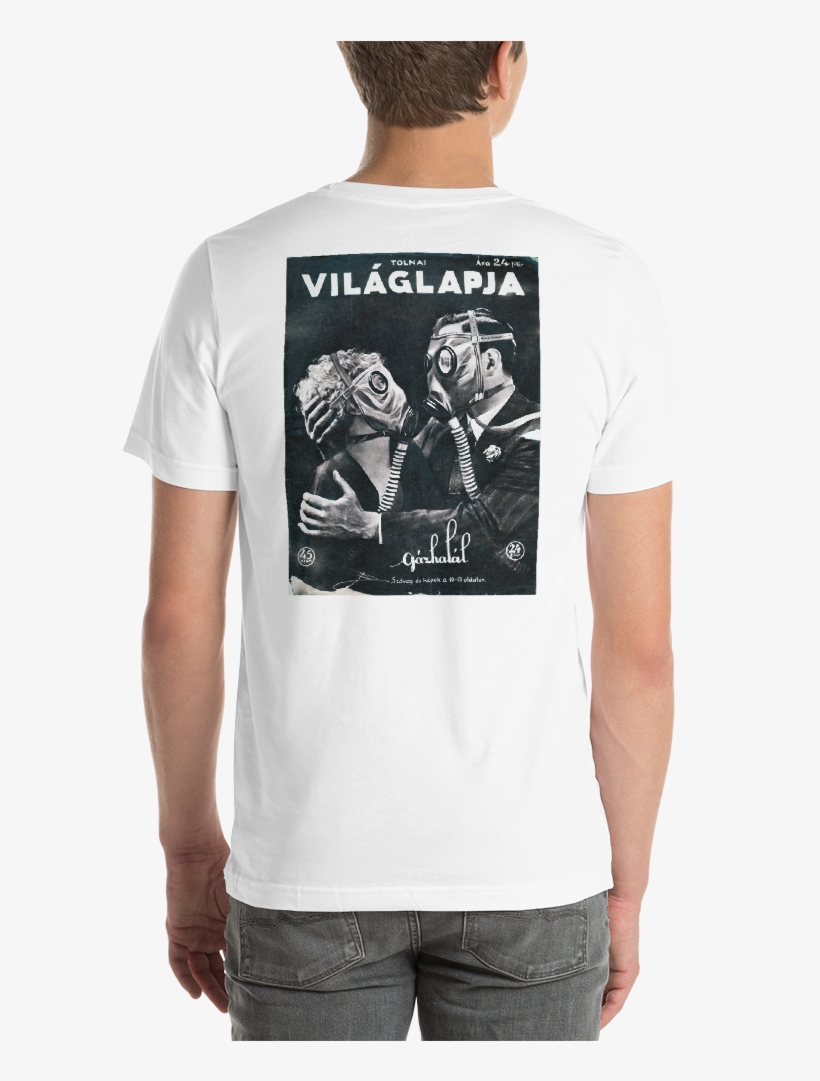Vintage Poster Of Couple In Gas Mask T-shirt - T-shirt, transparent png #1115202