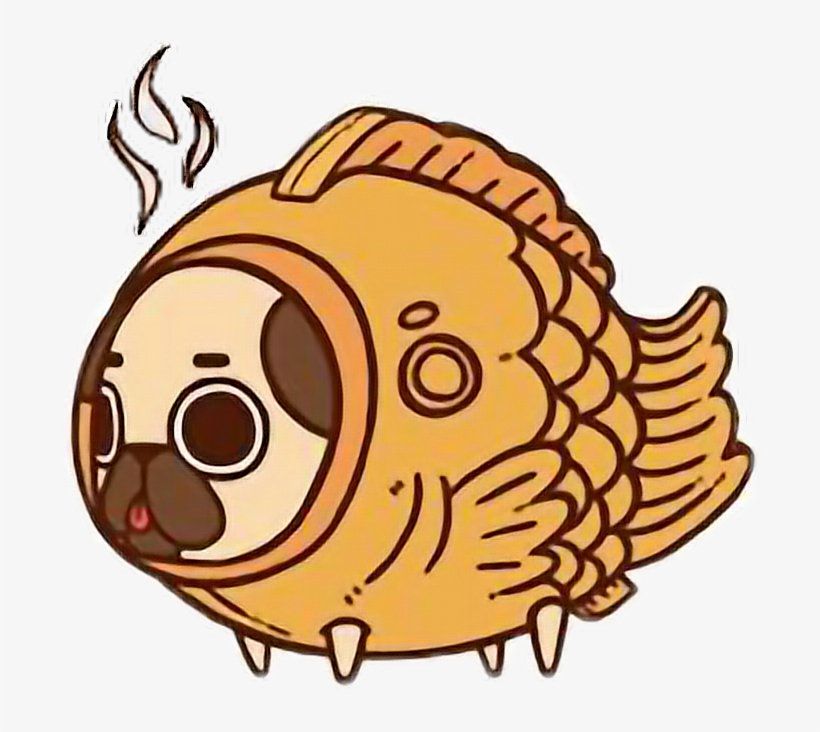 Cute Kawaii Pug Chibi Food Fishfreetoedit Svg Transparent Puglie Taiyaki Free Transparent Png Download Pngkey
