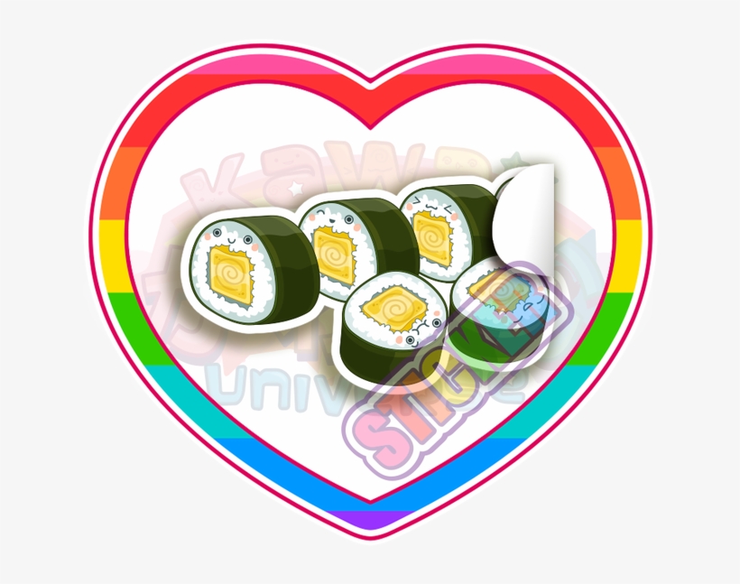 Cute Tomago Sushi Roll Sticker Or Car Magnet - Kawaii Sushi, transparent png #1115731