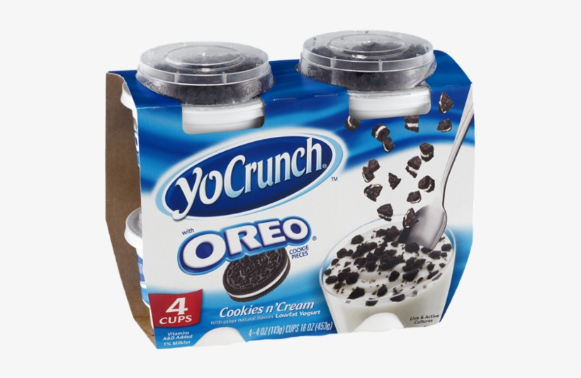 Yocrunch Cookies N' Cream Lowfat Yogurt With Oreo Cookie - Yocrunch Lowfat Yogurt, Cookies N' Cream - 4 Pack,, transparent png #1115927