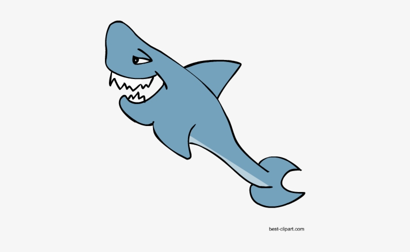 Free Cute Cartoon Shark Clip Art Image - Sea Animals Free Clip Art, transparent png #1115999