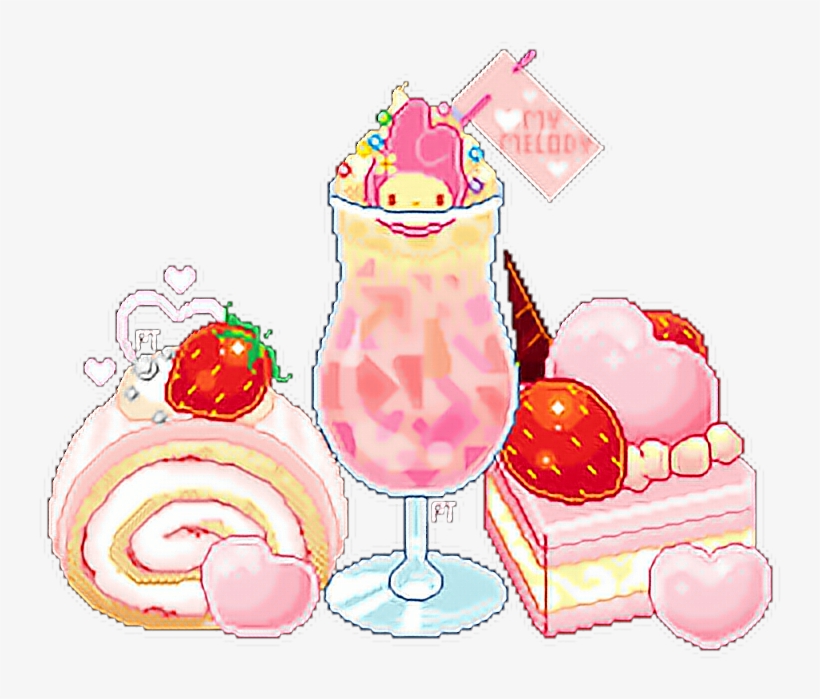 Kawaii Food Cute Sticker Pixel Art Pixels Girly Adorabl - Kawaii Food Pixel Art, transparent png #1116031