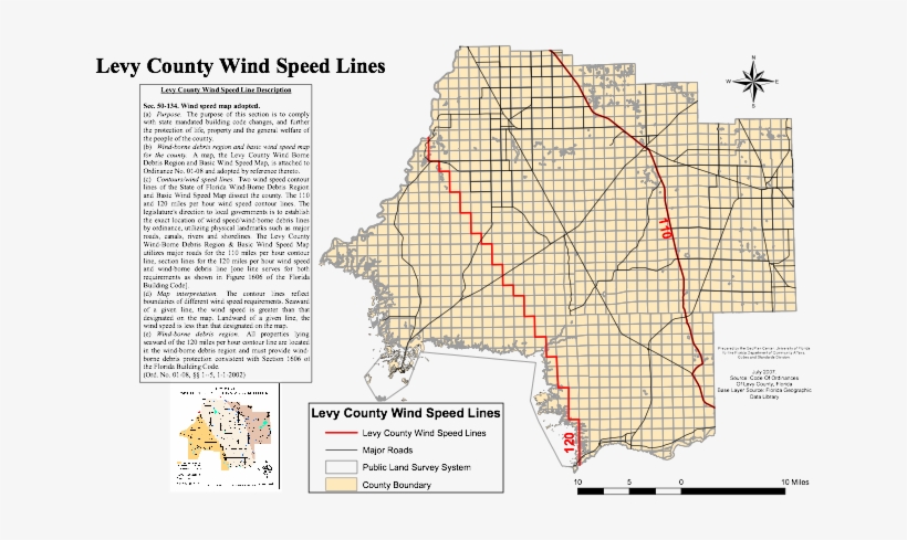 Levy County Wind Map - Levy County, Florida, transparent png #1116629