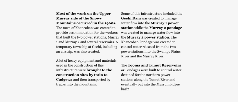 Most Of The Work On The Upper Murray Side Of The Snowy - Khancoban, transparent png #1116880