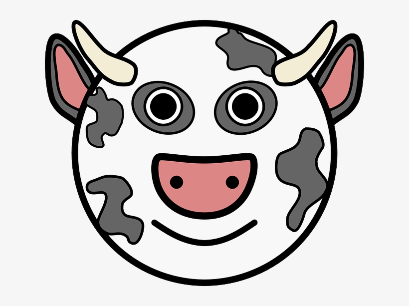 Head, Simple, Face, Circle, Barn, Farm, Cow, Horns - Cow Head Cartoon, transparent png #1118840