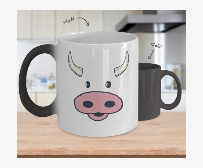 Cow Face Color Changing Coffee Mug - Magic Coffee Mug - Groomsman Service - Groomsmen Gift, transparent png #1119077