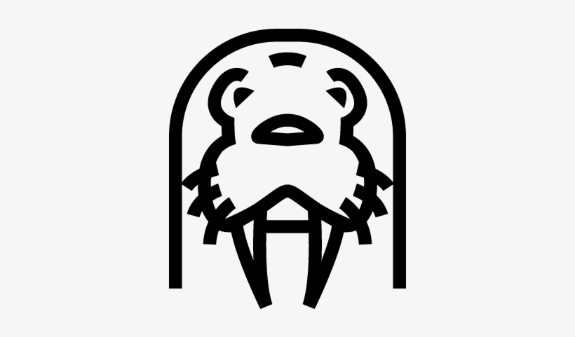 Sea Cow Face Frontal Outline Vector - Icono Morsa, transparent png #1119193