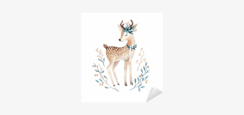 Cute Baby Deer Animal For Kindergarten, Nursery Isolated - Cute Deer Drawing, transparent png #1119342