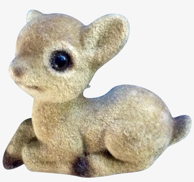 Vintage Josef Originals Baby Fawn Deer With Fuzzy Flocked - Animal Figurine, transparent png #1119848
