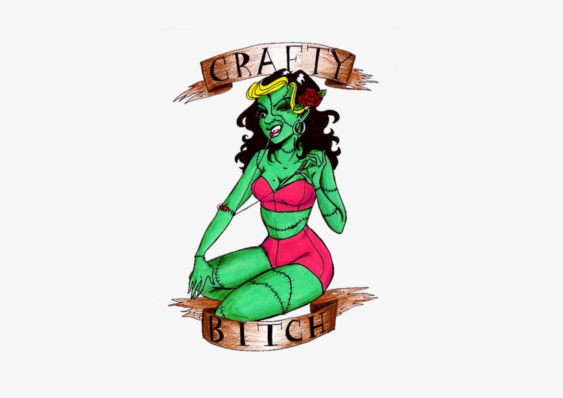 Tattoo Style Banners And Text Surrounding A Sexy, Sassy - Cartoon, transparent png #1120688