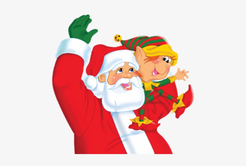 Santa And Elf Png Clipart - Santa And Elves Clipart, transparent png #1120738