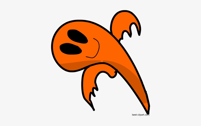 Cute Orange Ghost Free Clip Art Image - Clip Art, transparent png #1121191