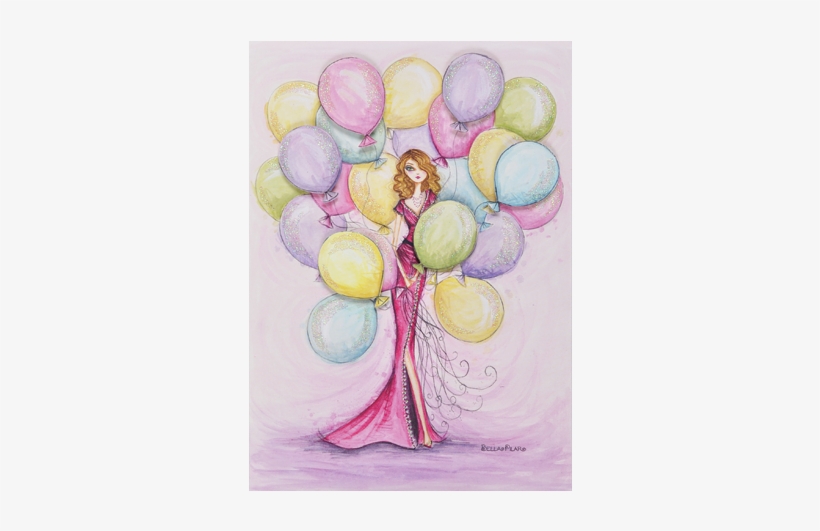 Behind The Card - Papyrus Girl With Balloons Birthday Card,, transparent png #1123246