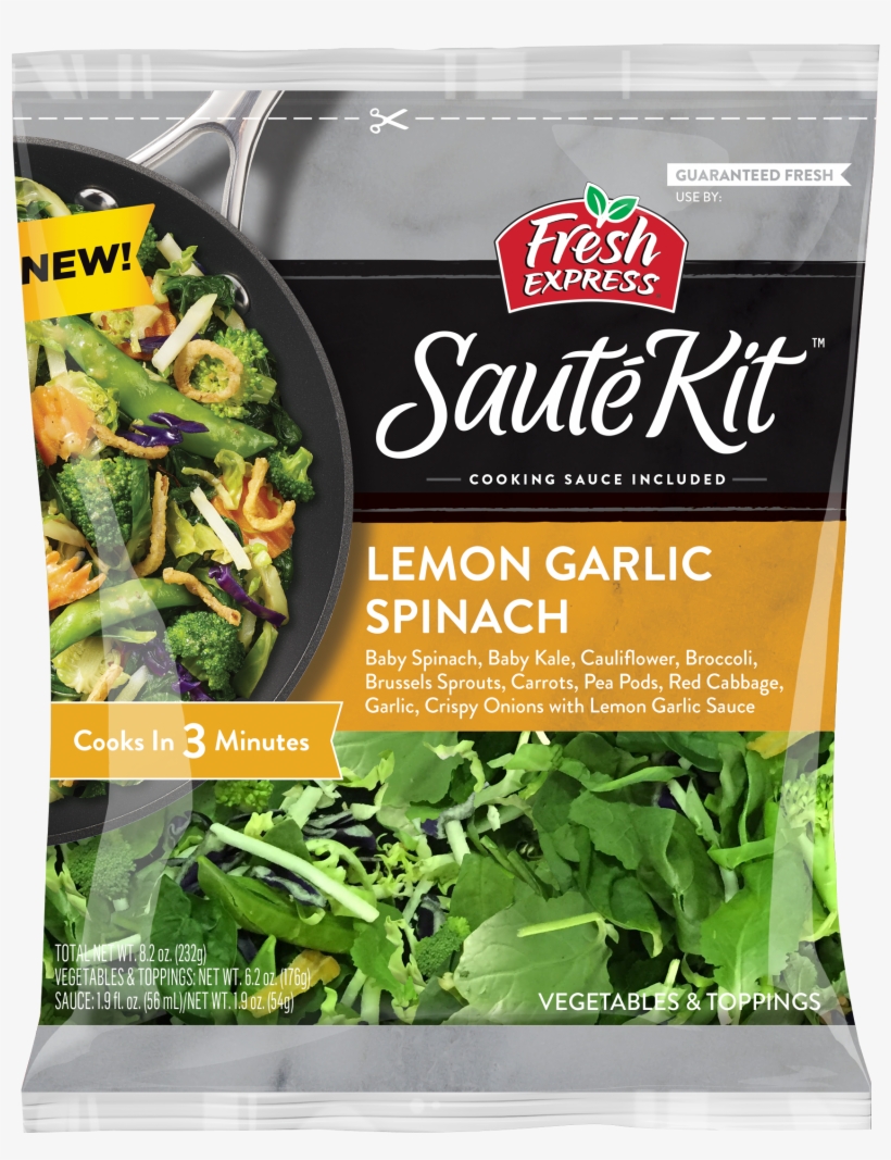 Lemon Garlic Spinach Sauté Kit - Fresh Express Saute Kit, transparent png #1124291