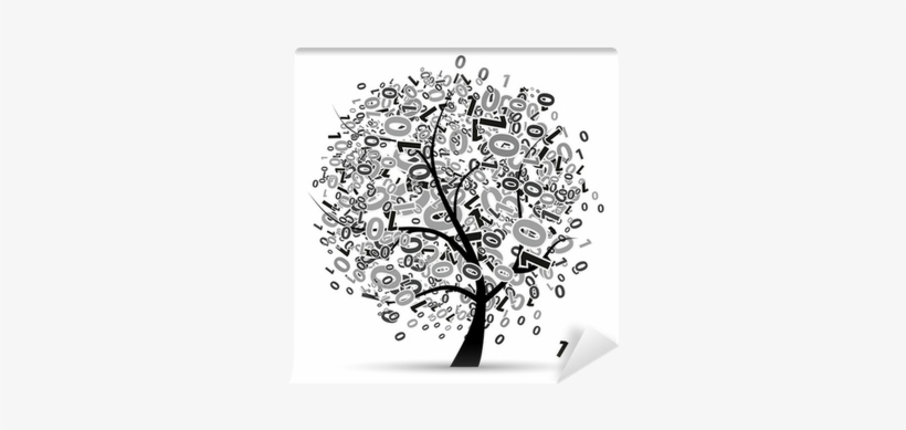 Digital Tree Silhouette, Numbers Wall Mural • Pixers® - Fundamentals Of Logic Design 7th Edition Pdf, transparent png #1124987