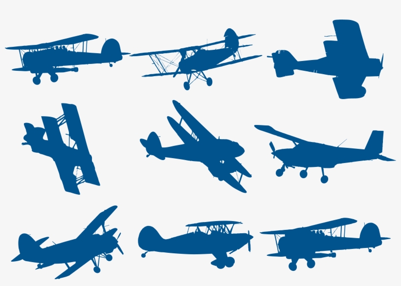 Clip Free Library Biplane Clipart Toy Plane - Blue Biplane Silhouette, transparent png #1124990