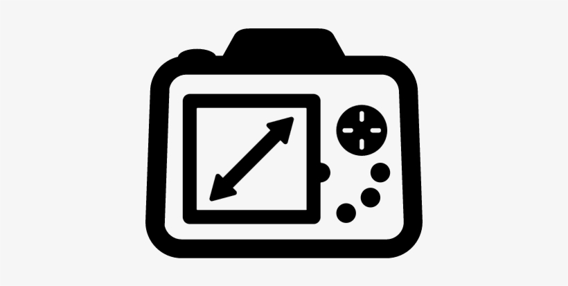 Photo Camera Back View With A Diagonal Double Arrow - Icon, transparent png #1125050
