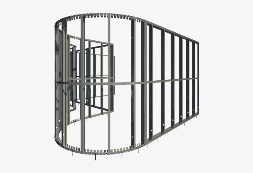 Framing Revit® Walls With Steel Studs & Plates - Curved Metal Stud Wall, transparent png #1125678