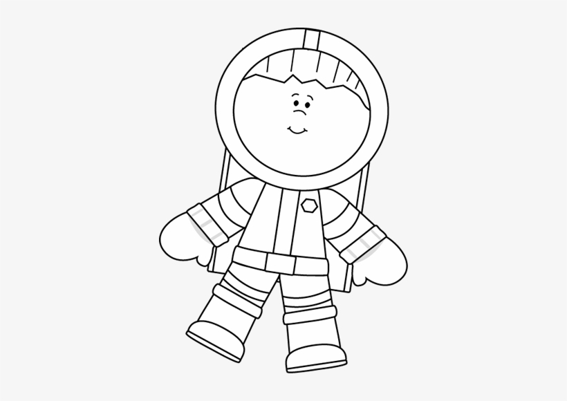 Black And White Boy Astronaut Floating Clip Art - Astronaut Clipart Black And White, transparent png #1126082