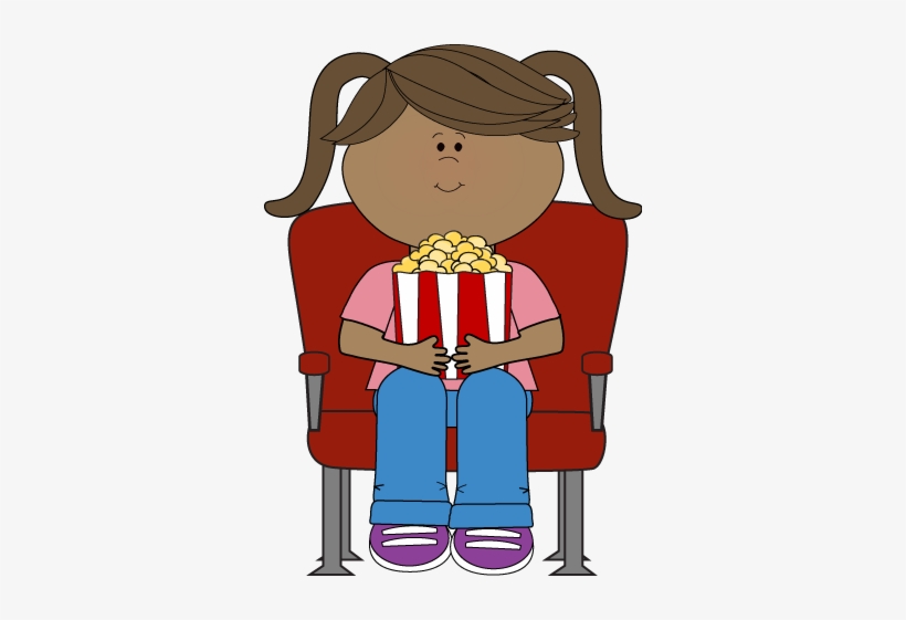 Graphic Freeuse Clip Art Images Kids Night Girl Watching - Clipart Watching Movies, transparent png #1126127