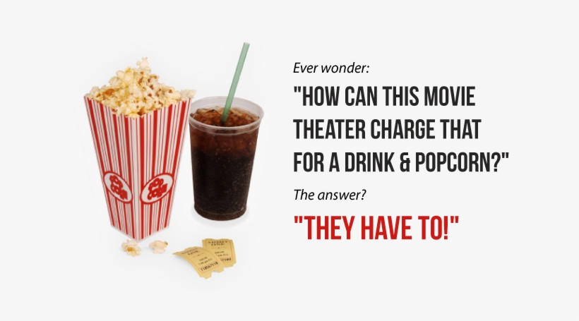 Movie Theaters Jack Up Prices Popcorn Drinks Candies - Popcorn And Movie Greeting Card, transparent png #1126407