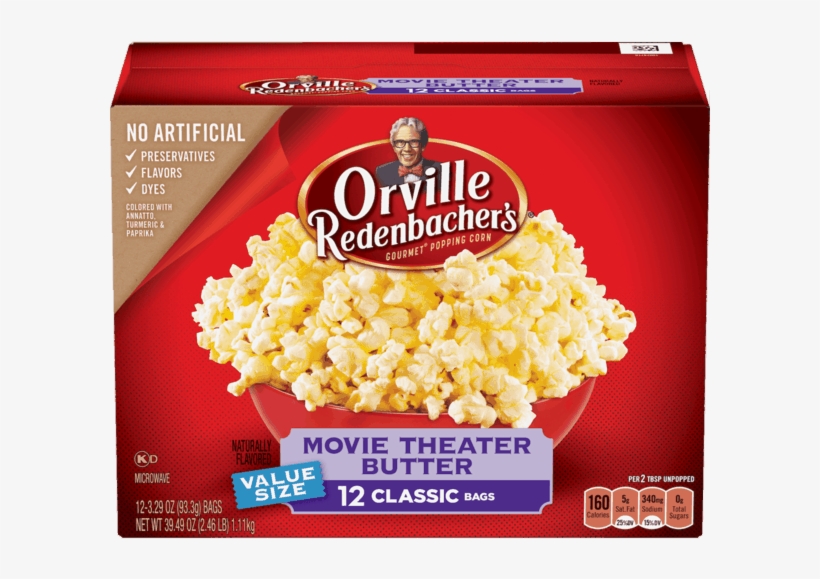 Orville Redenbacher's® Movie Theater Butter Popcorn - Orville Redenbacher Butter Popcorn Nutrition, transparent png #1126495