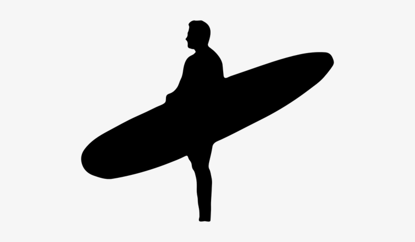 Surf Silhouette At Getdrawings - Man On Surfboard Silhouette, transparent png #1126612
