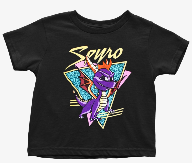 Spyro The Dragon T-shirt Spyro For Men, Women And Kid - Spyro The Dragon Retro Logo Black Tee Shirt, transparent png #1126962