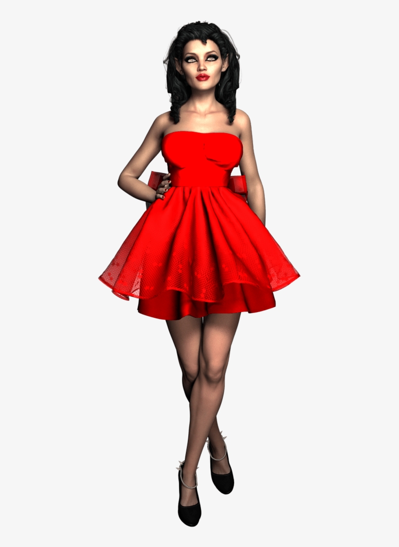 A-line Dresses - Woman Red Dress Png, transparent png #1128285