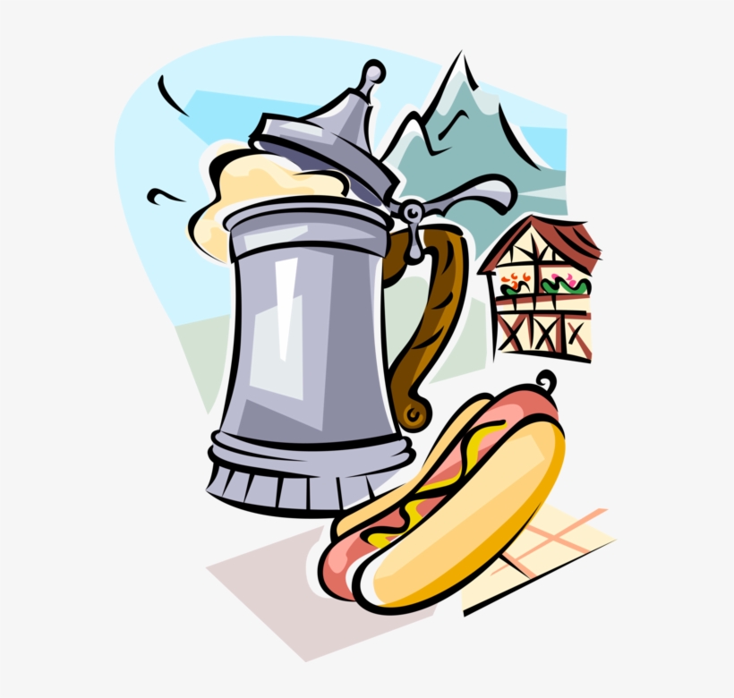 Vector Illustration Of German Bratwurst Oktoberfest - German Beer Stein Clipart, transparent png #1129589