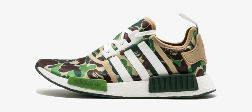 Bape X Adidas Nmd R1 Unisex Green Camo Ba7326 - Nmd R1 Adidas Camo, transparent png #1129917