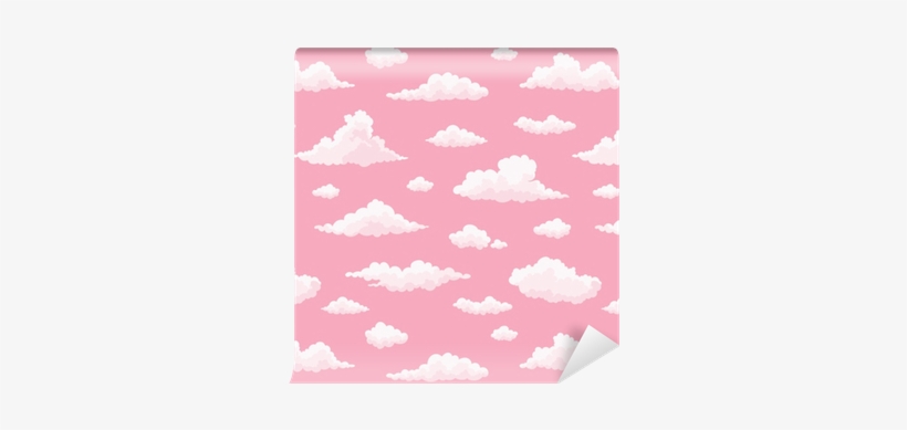 Cloud Vector Seamless Pattern - Pink Cartoon Clouds, transparent png #1130754
