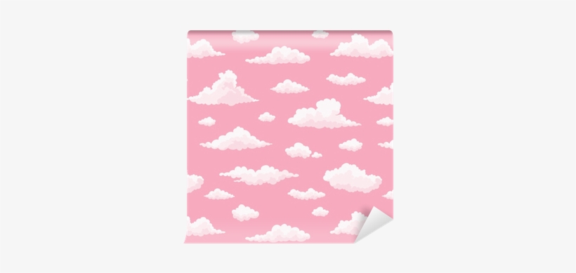 Cloud Vector Seamless Pattern - Pink Cartoon Clouds, transparent png #1130754