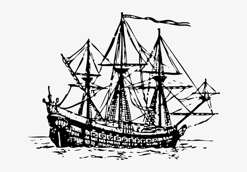 Outline, Ship, Boat, Ocean, Century, Sea, Sail - Spanish Armada Ship Png, transparent png #1130848