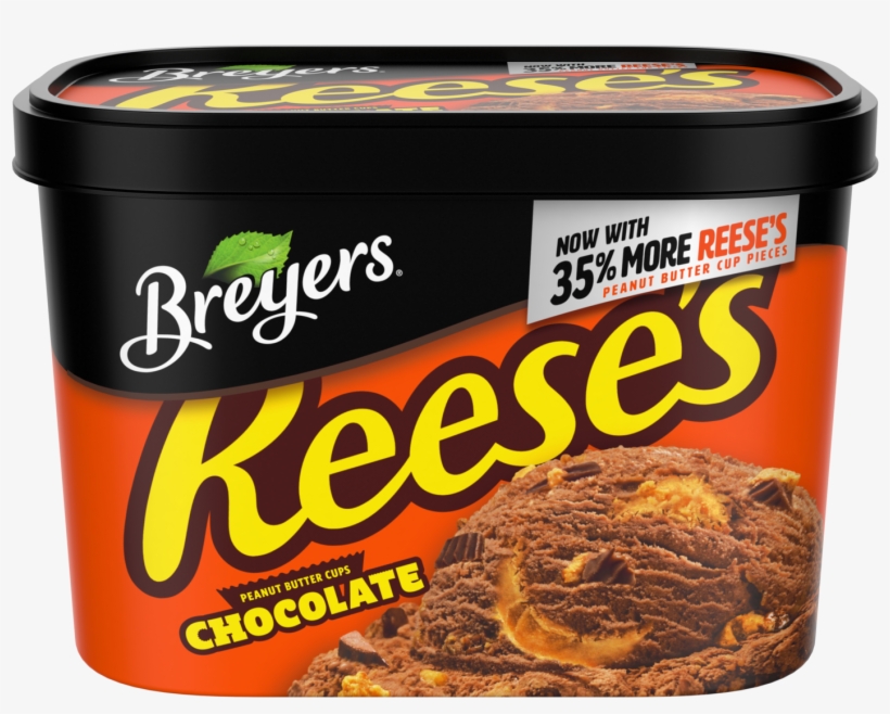 A 48 Ounce Tub Of Breyers Reese's Chocolate Front Of - Reeses Ice Cream, transparent png #1131630