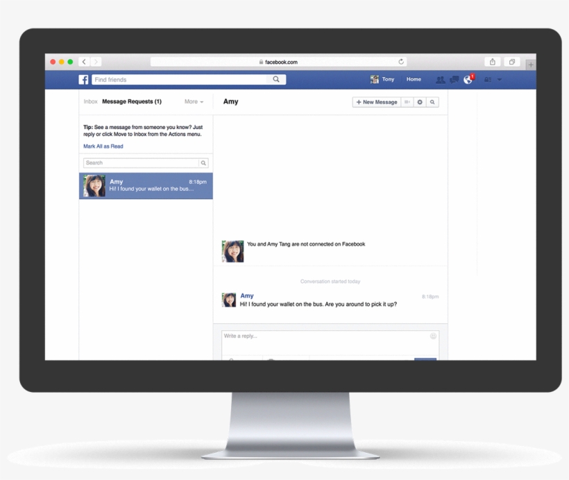 Message Requests Imac Mockup Greydient Jobs - Social Media, transparent png #1131941
