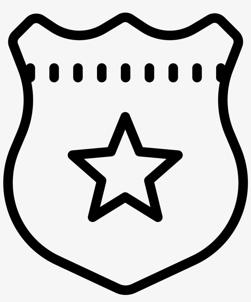 This Icon Represents A Police Badge - Gold Star Outline, transparent png #1132164
