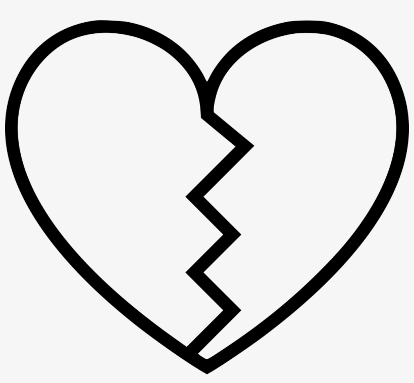 Heart Broken - - Broken Heart Black And White, transparent png #1132232