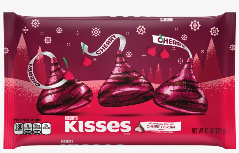 Milk Chocolates Filled With Cherry Cordial Crème - Valentines Hershey Kisses Cherry, transparent png #1132379