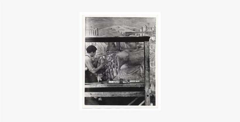 Margolis At Work On Mural, - Painting, transparent png #1132904