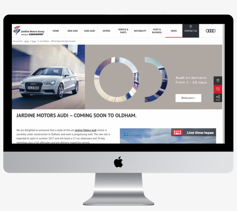 Audi Imac Mockup - App Dashboard Logistics, transparent png #1133015