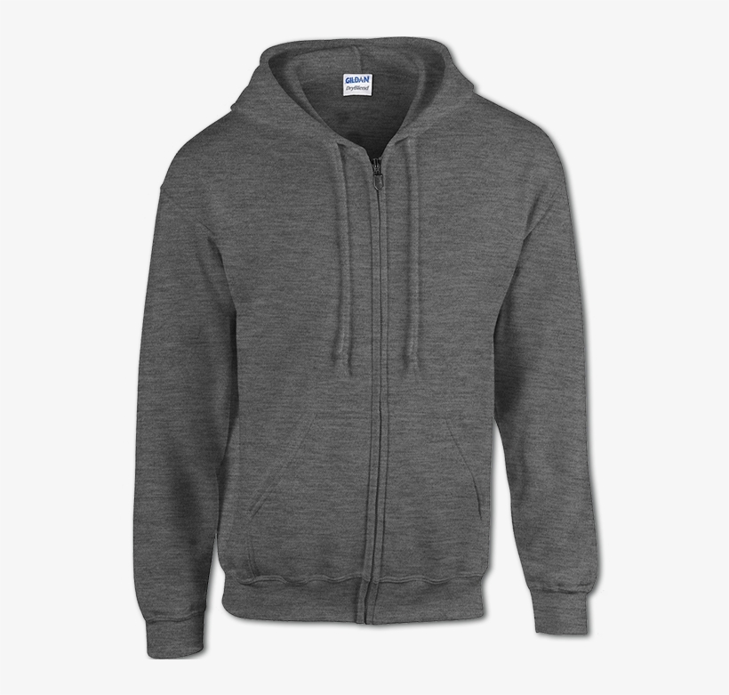 View - Gildan Zip Hoodie Dark Heather, transparent png #1133131