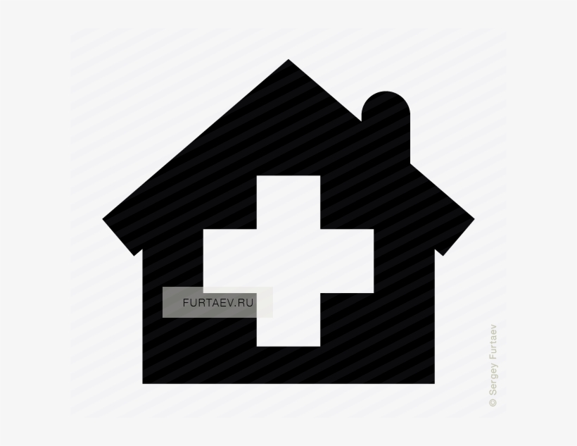Vector Icon Of House With Cross Inside - Hospital Vector Free Transparent, transparent png #1133223