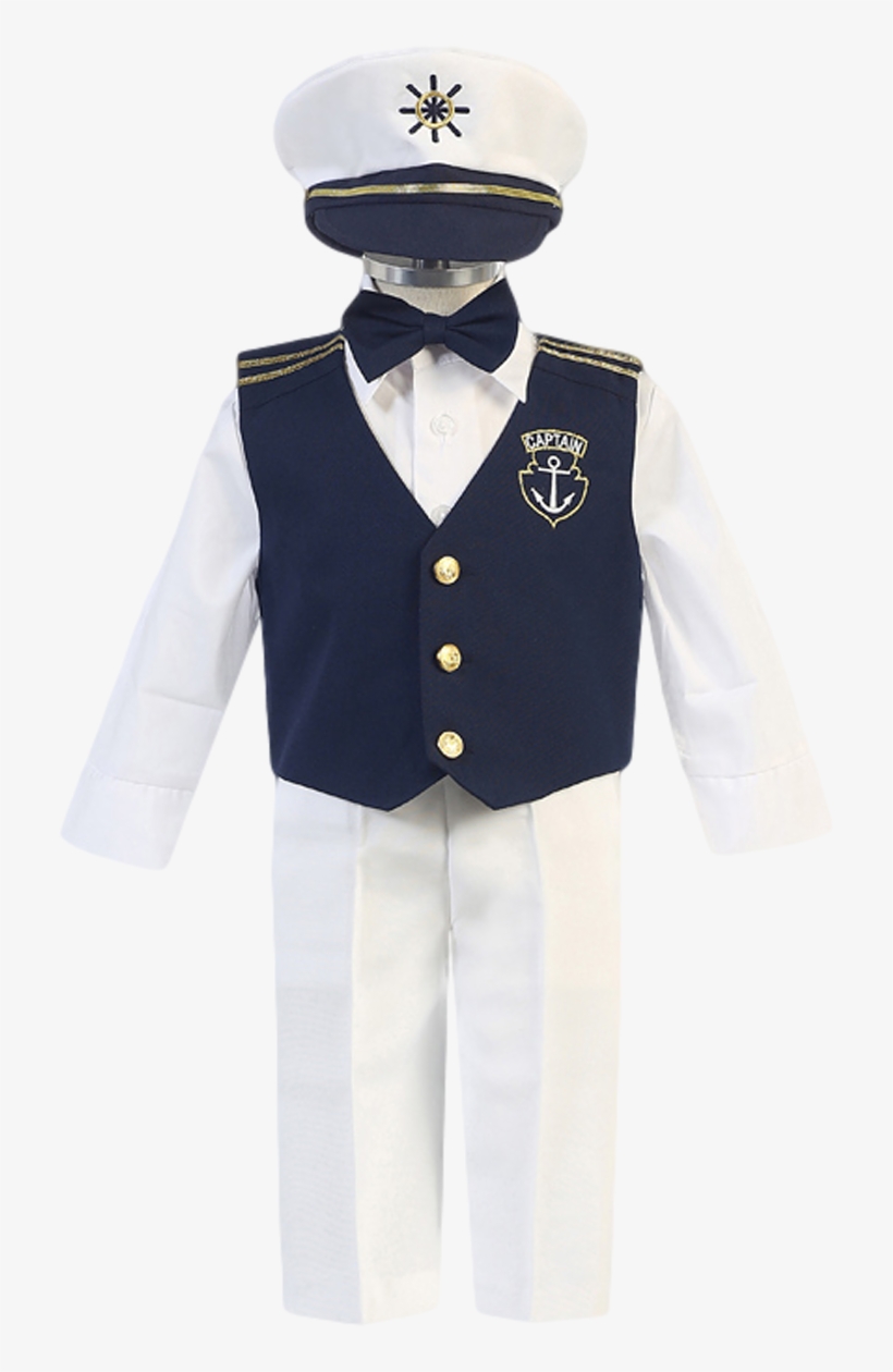 White & Navy Blue Nautical Sailor Vest & Pants 5 Piece - Costume, transparent png #1133673