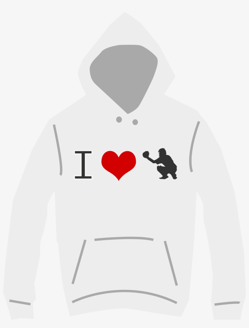 Clipart I Love Baseball Hoodie - Baseball Silhouette T-shirt Softball Catcher, transparent png #1134198
