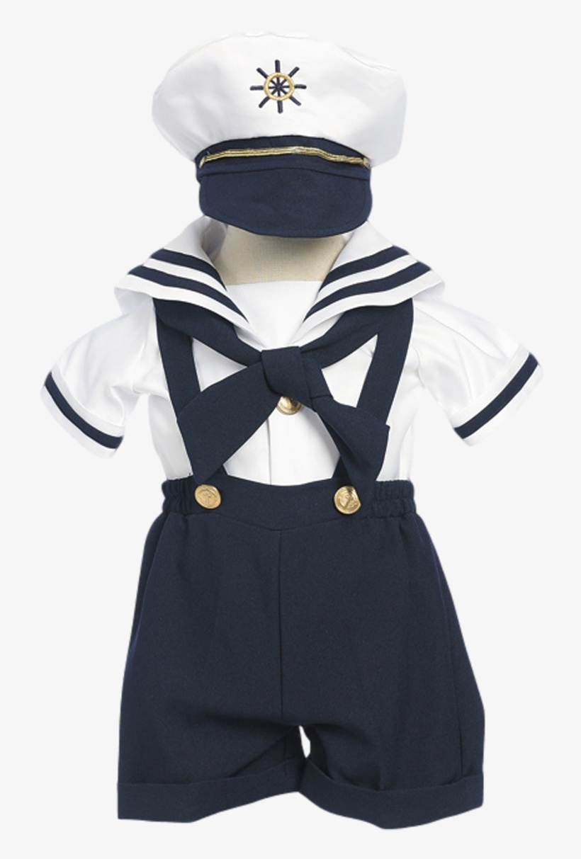 Navy Blue Suspender Shorts Nautical Sailor Outfit With - Baby Sailor Outfit, transparent png #1134296