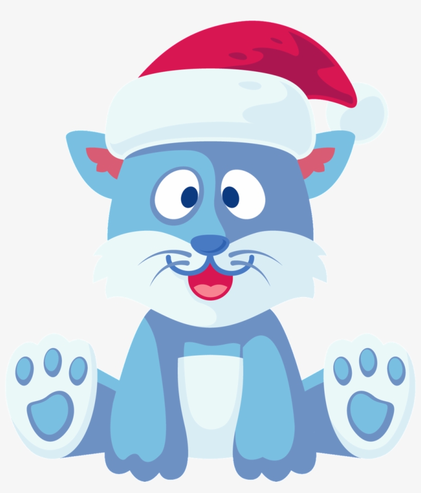 Tiger Transparent Cartoon Sitting In A Christmas Hat - Portable Network Graphics, transparent png #1134701